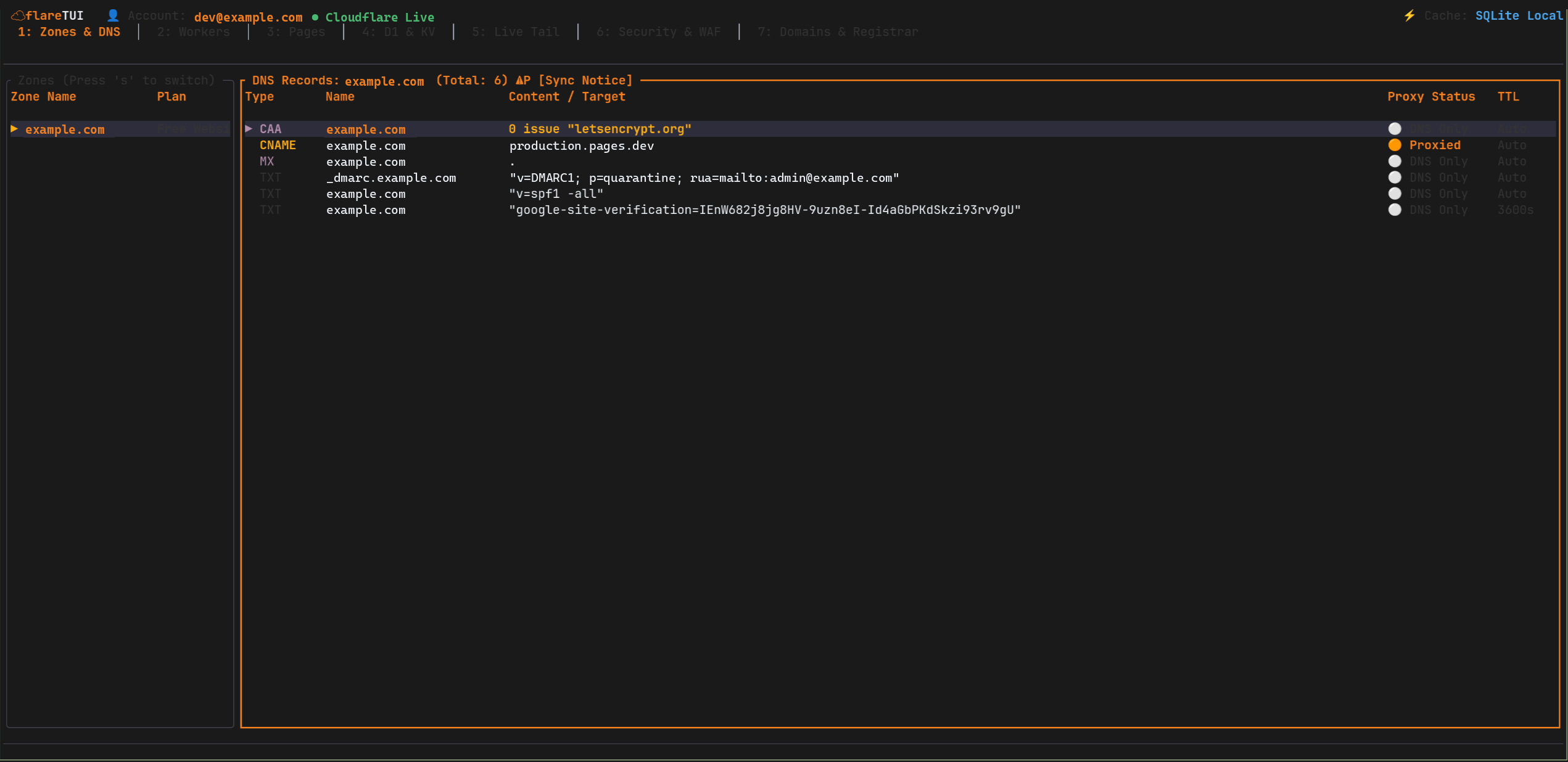 flareTUI Live Terminal Interface
